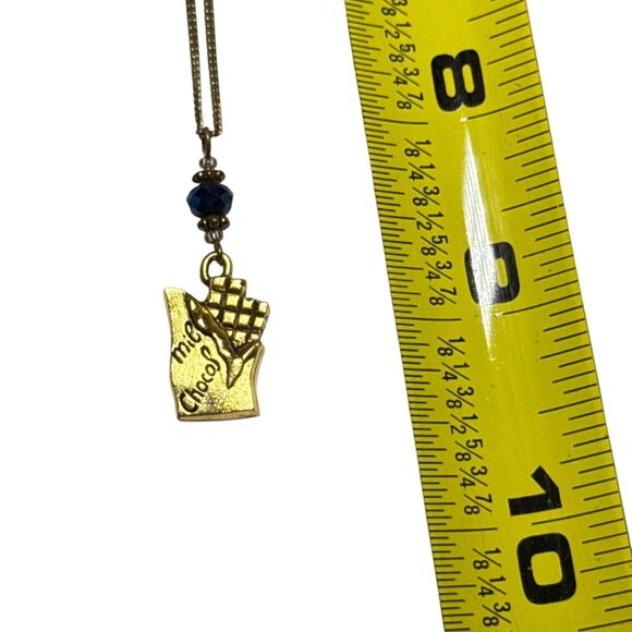 Minnesota Gold Tone Chocolate Charm Pendant Necklace with Black Bead Accent - Picture 6 of 6
